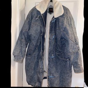 Vintage weathered blues acid wash coat